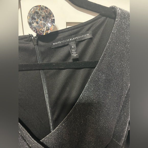 Long-Sleeve Silver Sparkle Knit Ruched Sheath Dress New - size 2, and 8 Avail. - Picture 7 of 10